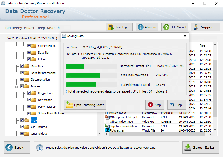 Open containing Folder
